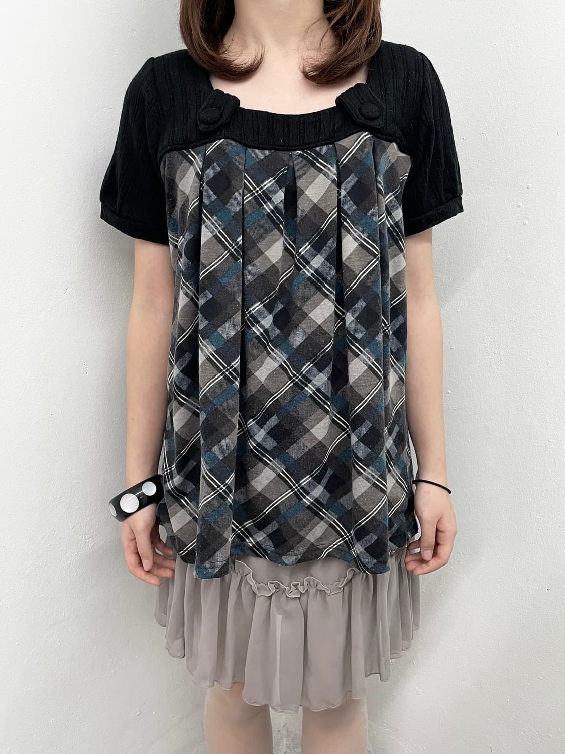 니혼진 너드 체크 버튼 탑 상품이미지2