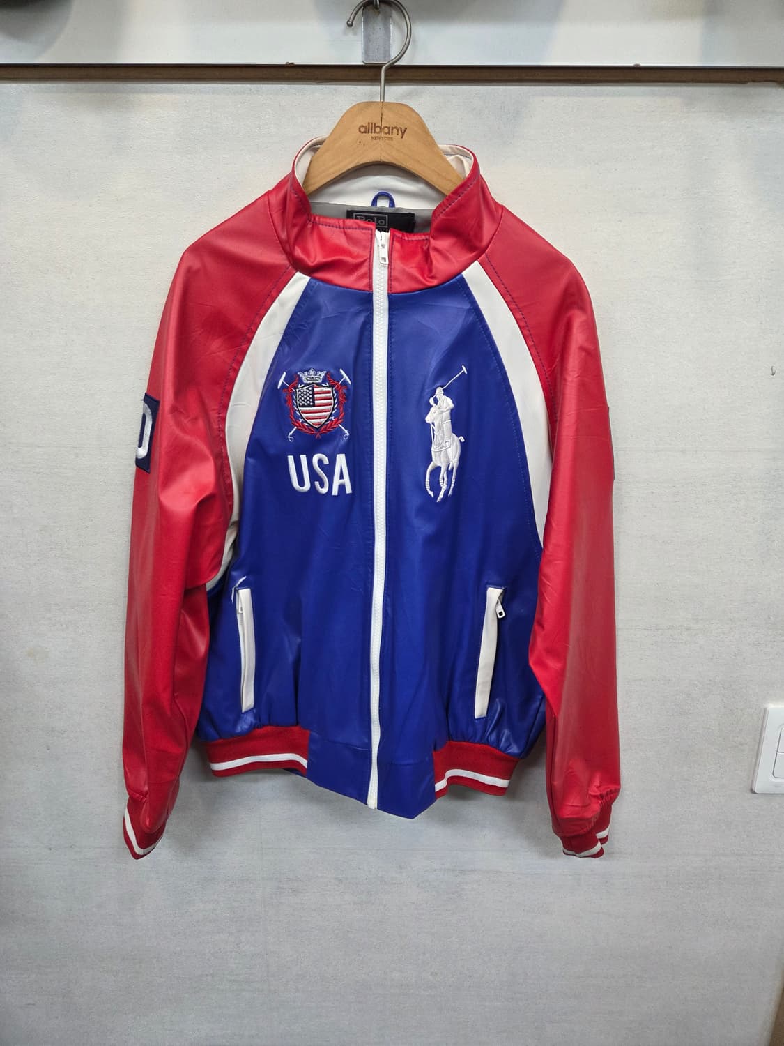 폴로랄프로렌 성조기 자수 빅포니 레이싱 레더 집업자켓 s 상품이미지1