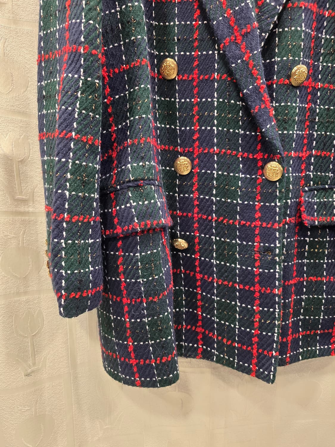 자라 ZARA 트위드 체크 더블 블레이저 자켓 L(77) 상품이미지4