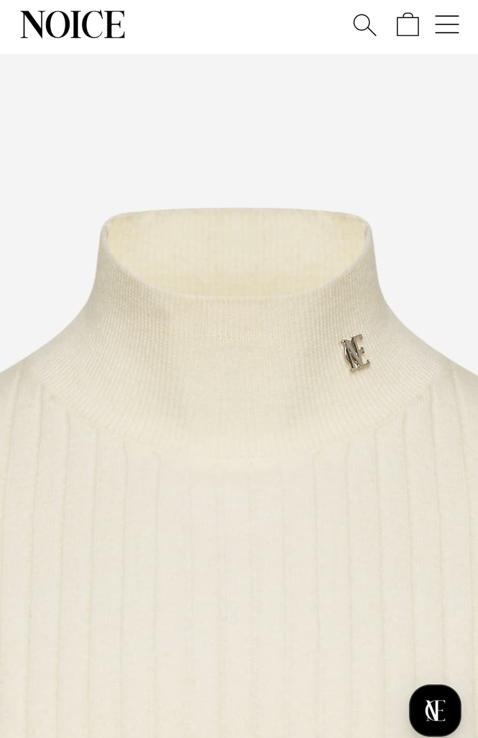 [노이스] 로고 리브드 하이넥 니트탑 M 상품이미지5