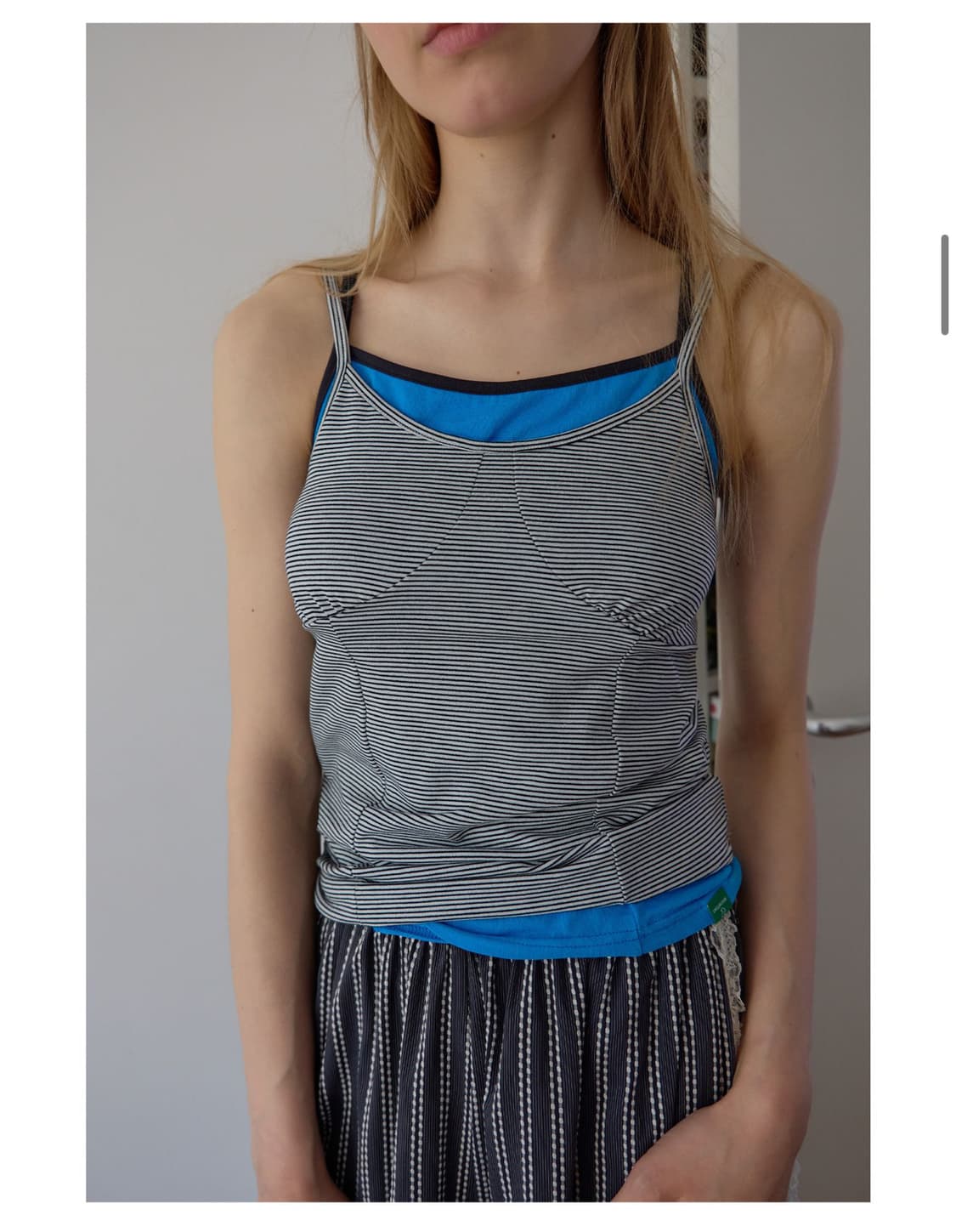 (설명필독) Paneled stripe sleeveless_White 상품이미지1