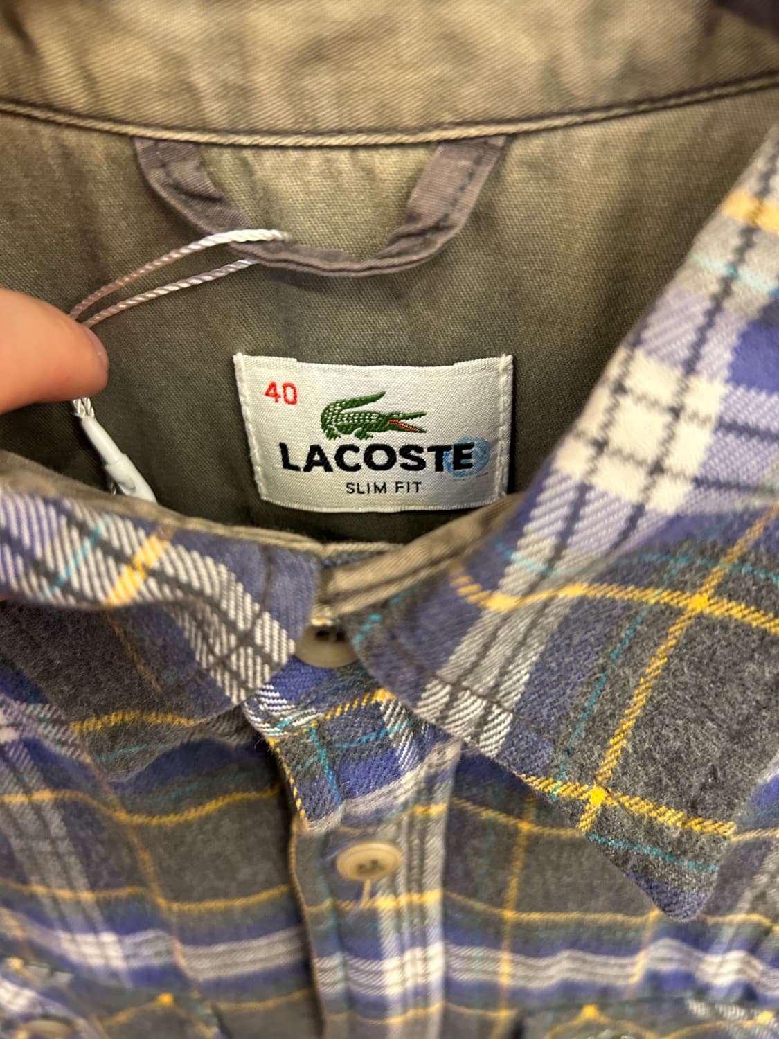 Lacoste 슬림 핏 플란넬 체크 셔츠 상품이미지4