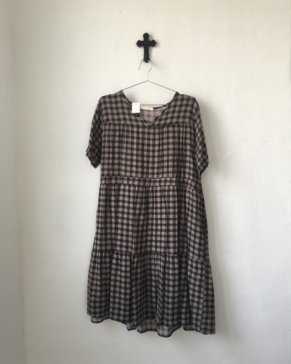 Check pattern over fit onepiece 상품이미지2