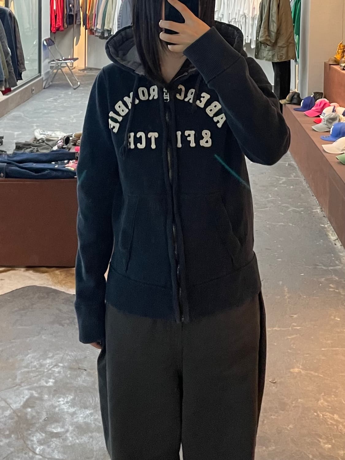 아베크롬비 센터로고 네이비 후드집업 H2055 상품이미지1