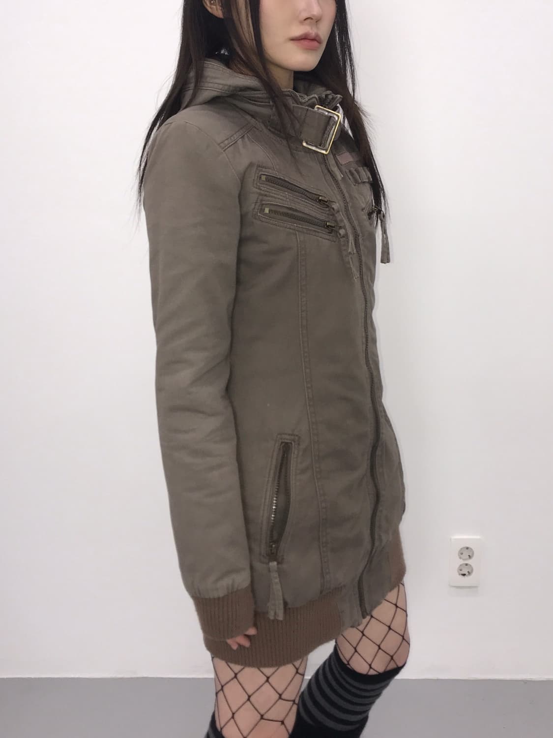 'GRAZIE' Hooded Long Military Jacket 상품이미지3