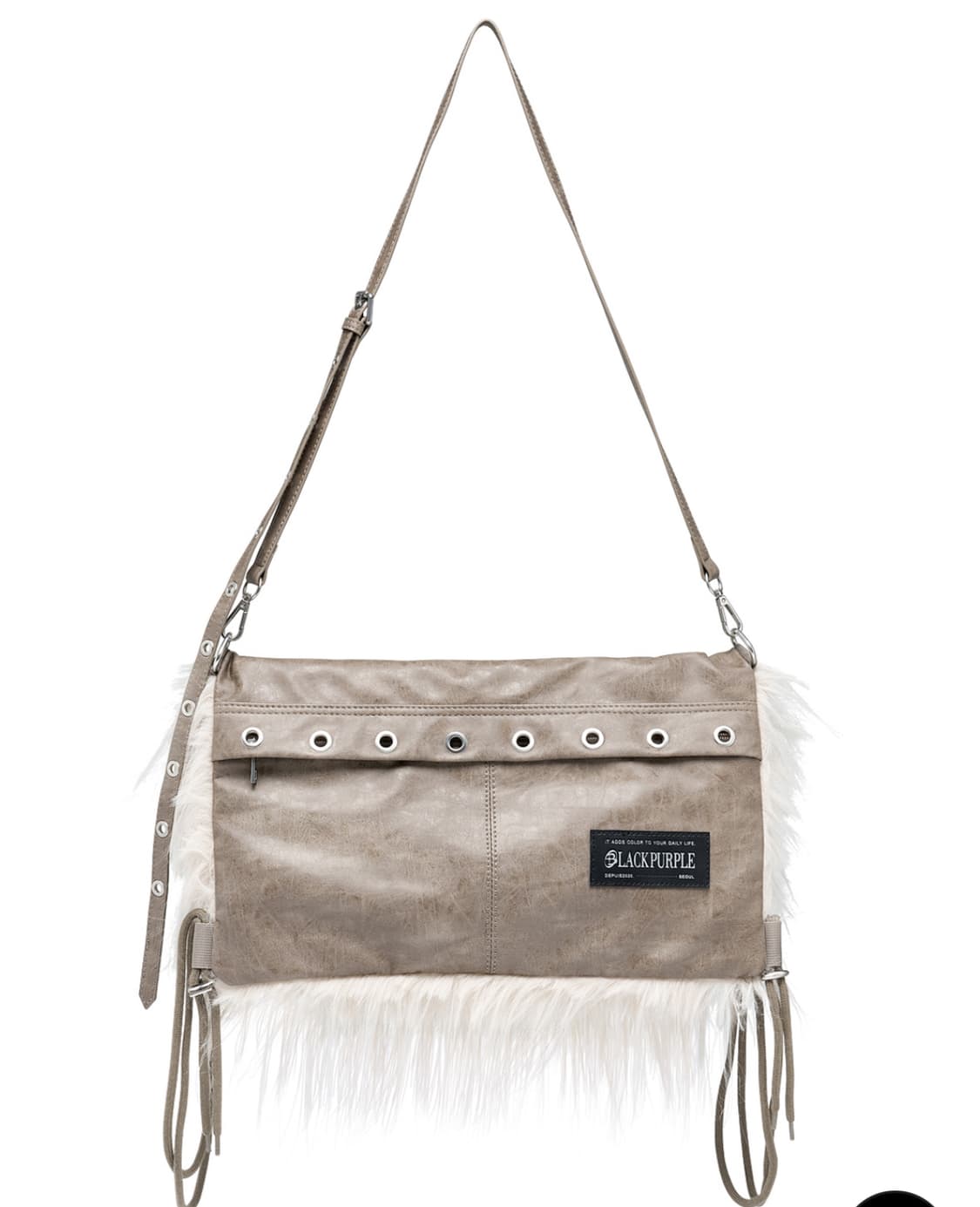 새제품/ 블랙퍼플 3way 럭키 울프 백 퍼 백팩 크로스백 가방 숄더백 상품이미지3