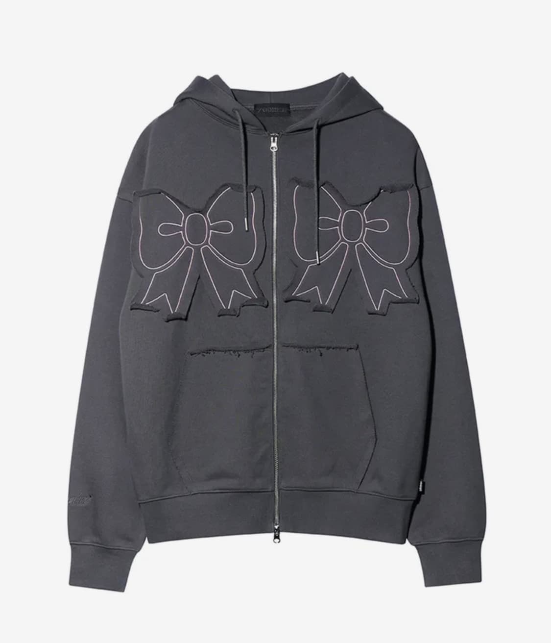 유희 리본 후드집업 차콜 Free 상품이미지1