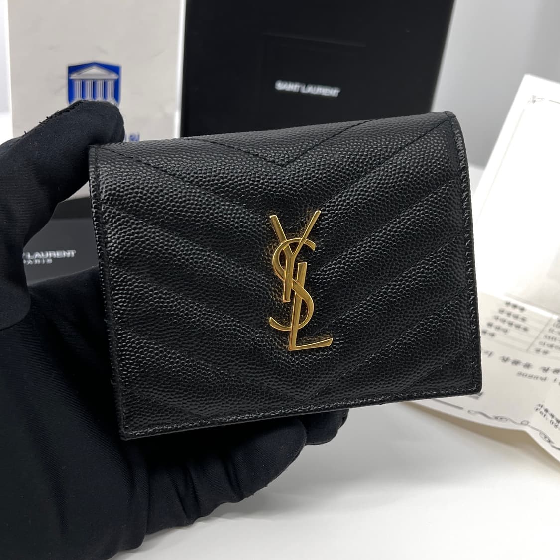 [감정완료] 생로랑 마틀라세 여성 반지갑 카드지갑 블랙 (668290) 상품이미지2