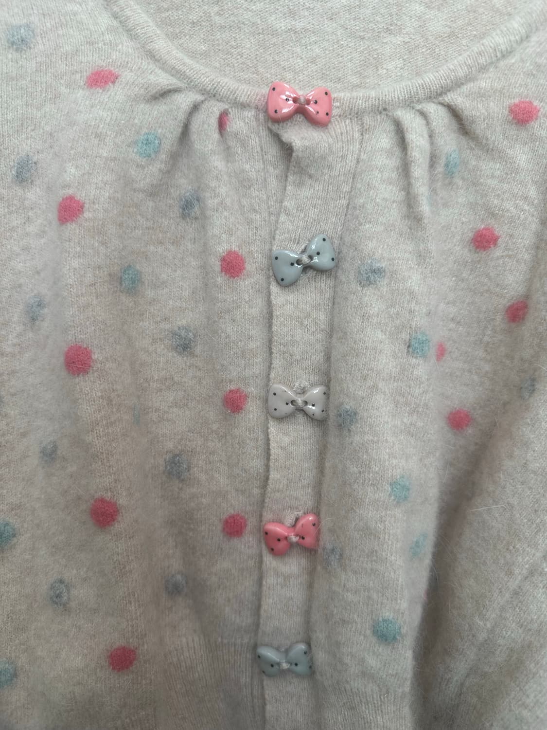 러블리 리본단추 반크롭 가디건 상품이미지1