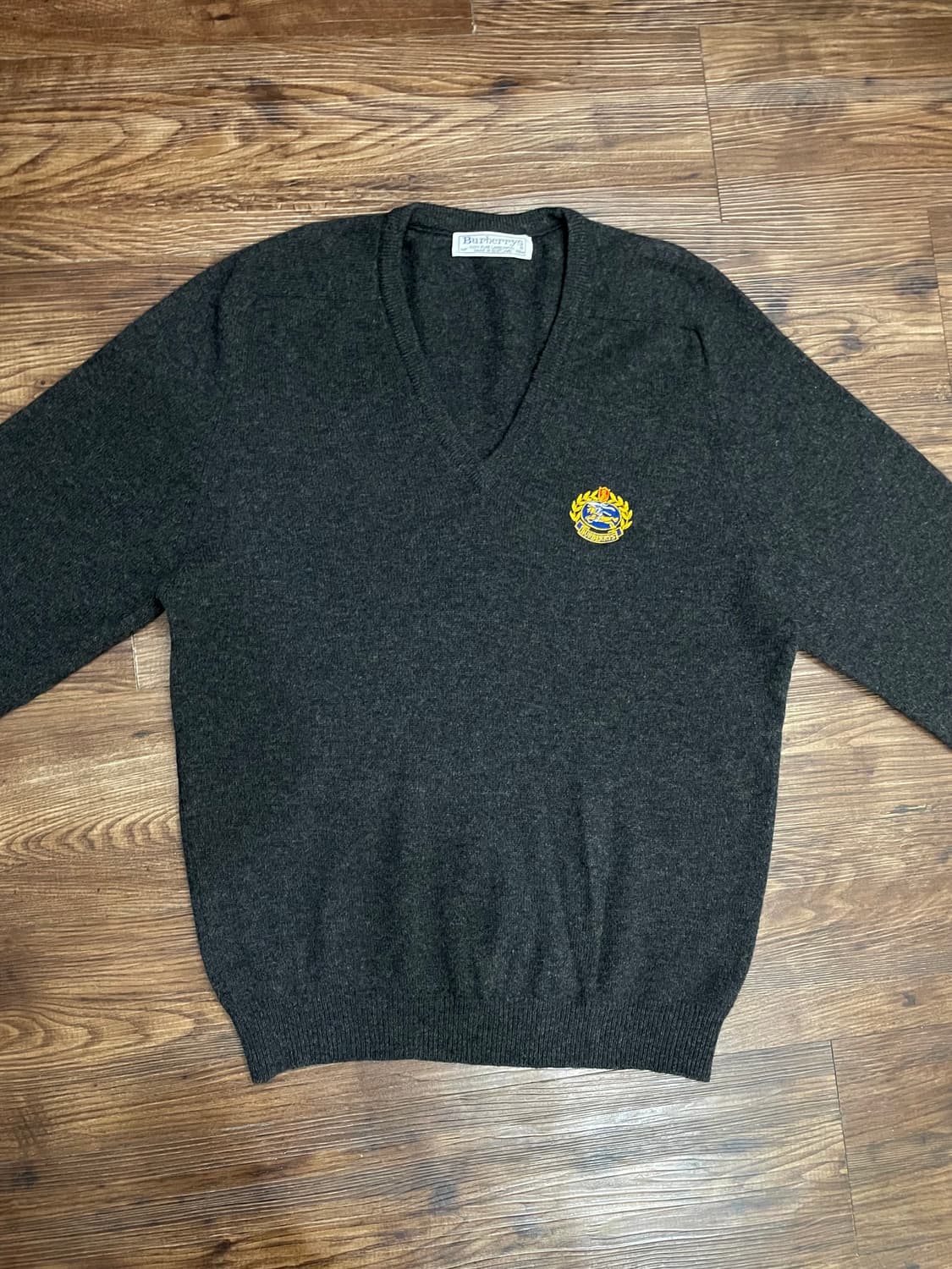 90s 버버리 퓨어 램스울 스웨터 니트 그레이 상품이미지1