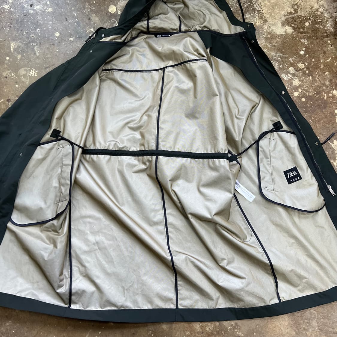 L) ZARA 자라 방수소재 후드 야상자켓 코트 점퍼 상품이미지7
