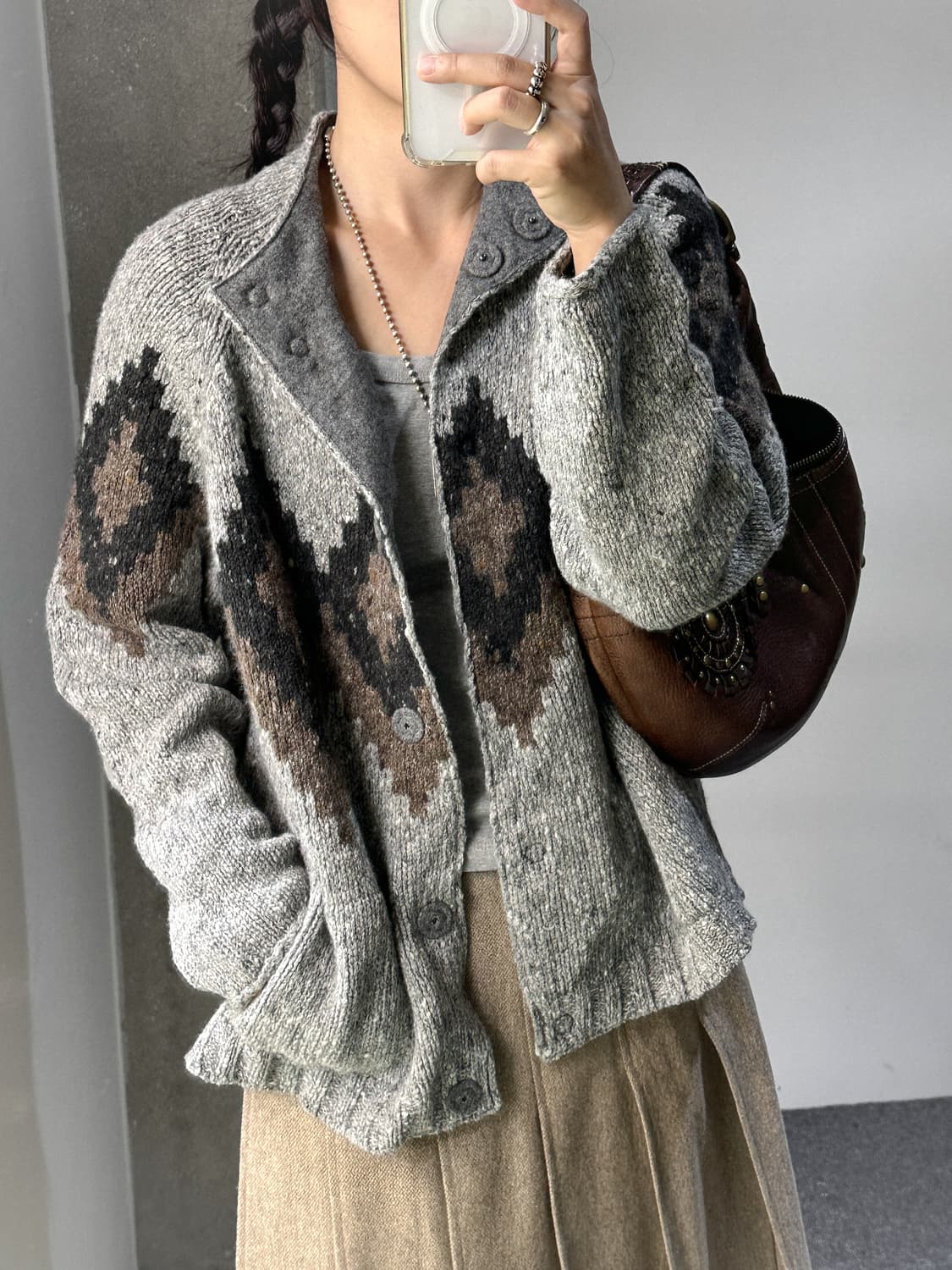 gray argyle knit cardigan 상품이미지5