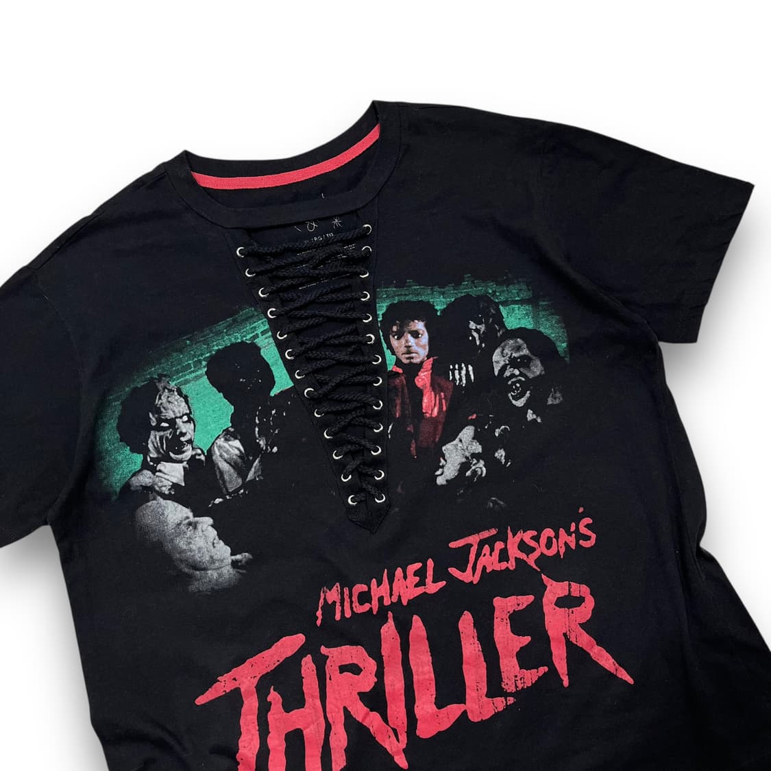 마이클 잭슨 THRILLER 스트랩 다크 빈티지 반팔 티셔츠 상품이미지2