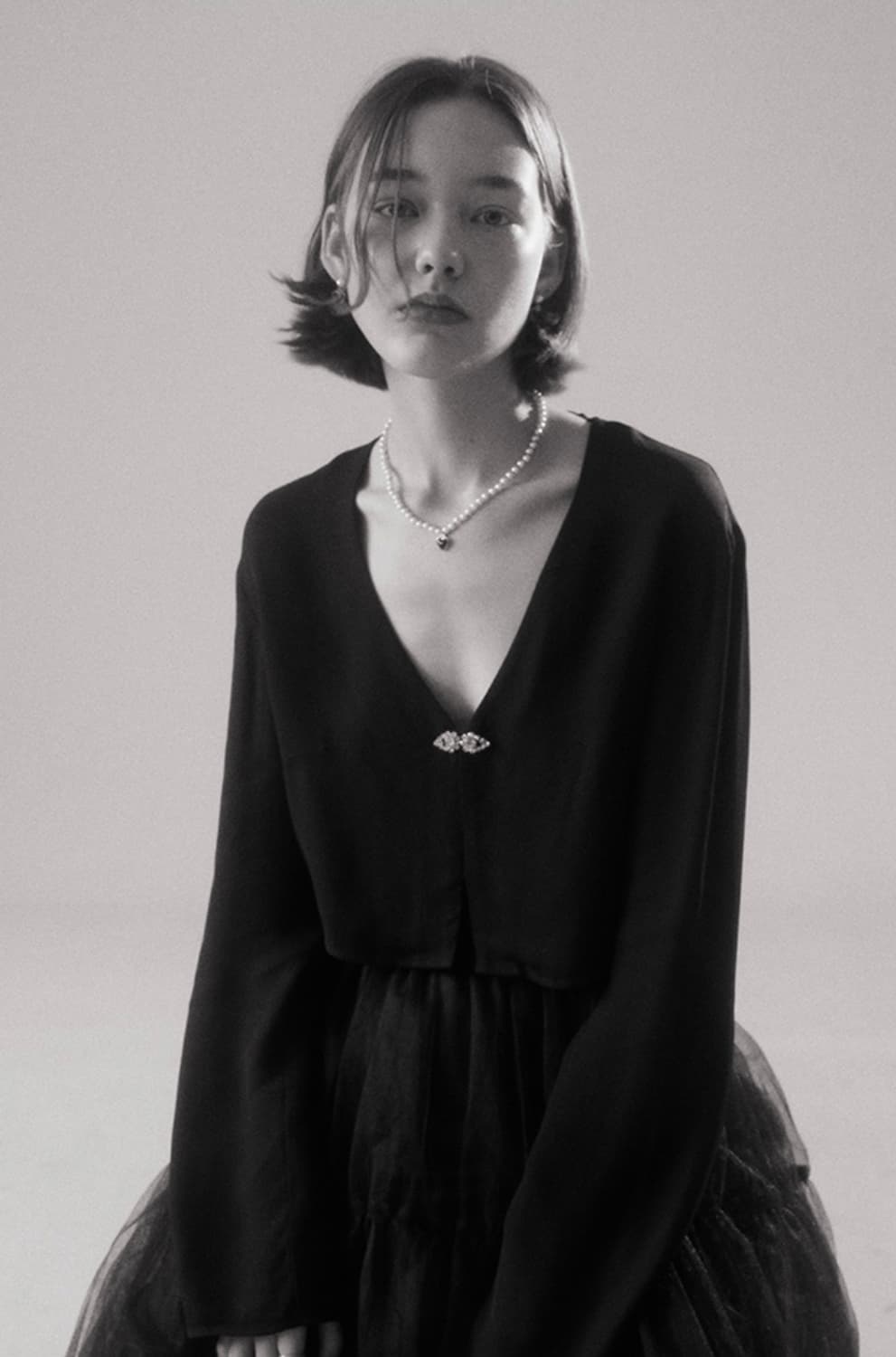 [빈티지헐리우드]Silky Black n Pearl Heart Neckl 상품이미지4