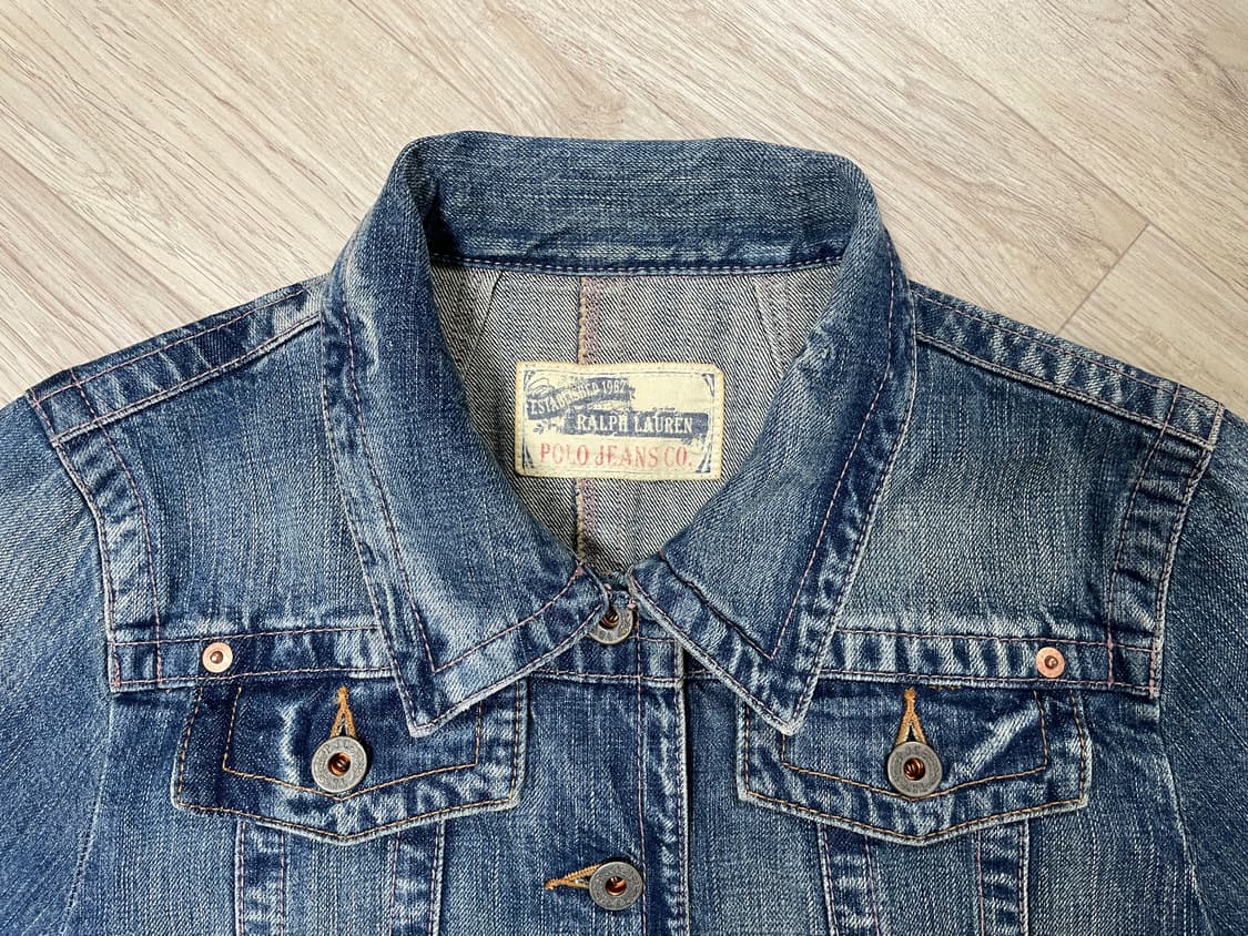 55) 폴로 랄프로렌 여성 중청워싱 크롭 데님자켓(데드스탁)  상품이미지3