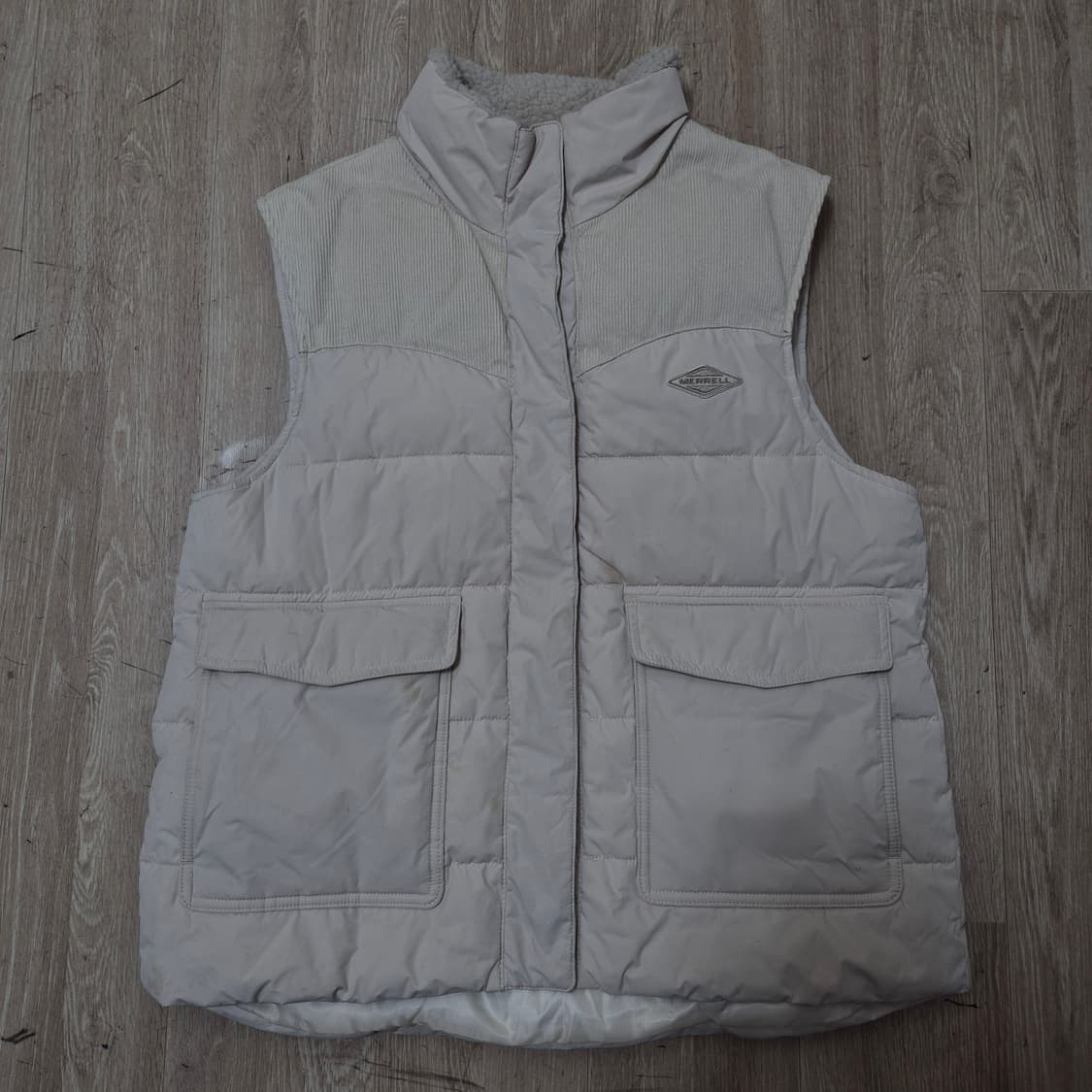 머렐 남성 배색 코듀로이 양털 다운 패딩 조끼 L(100) 상품이미지1