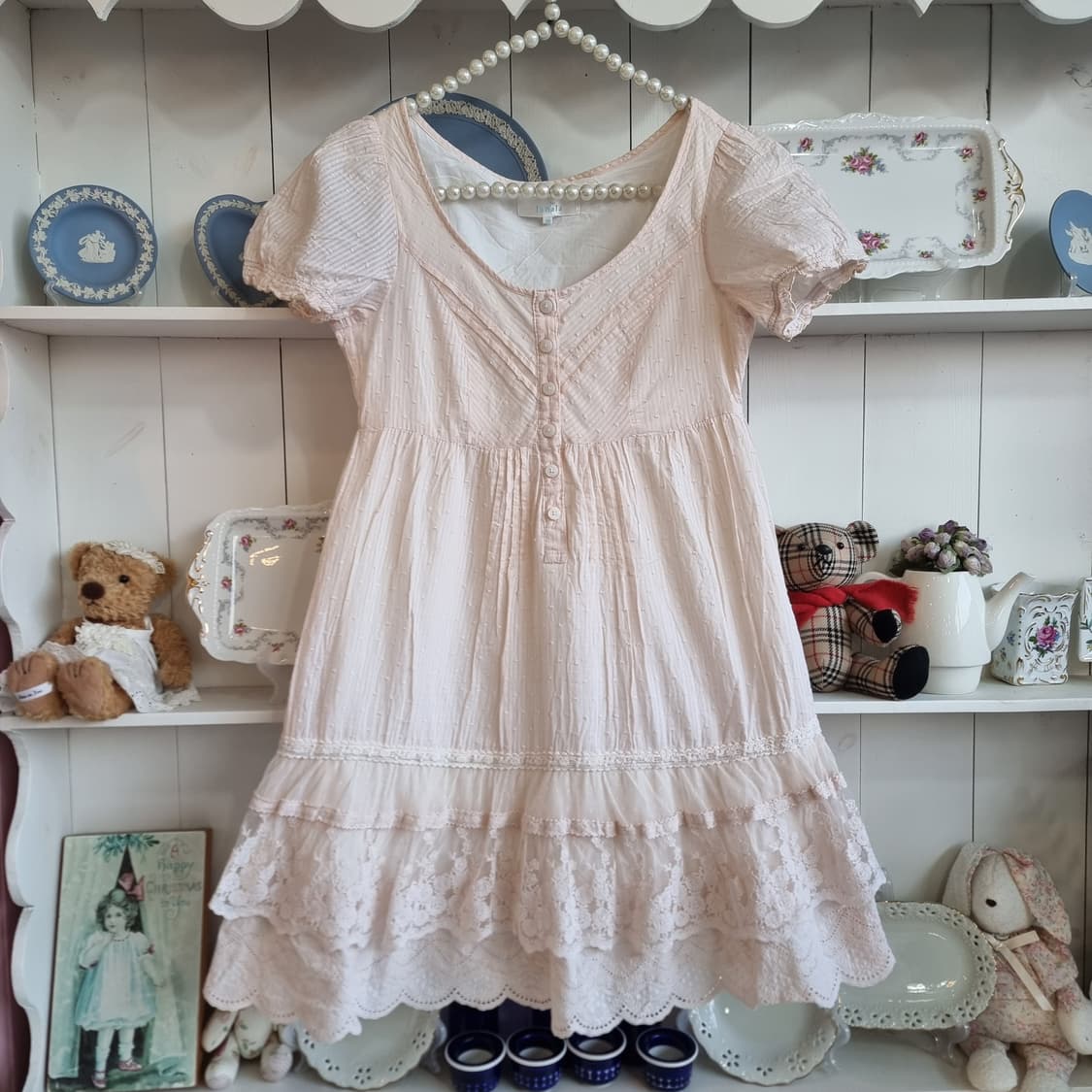 핑크 레이스 미니 원피스 상품이미지1