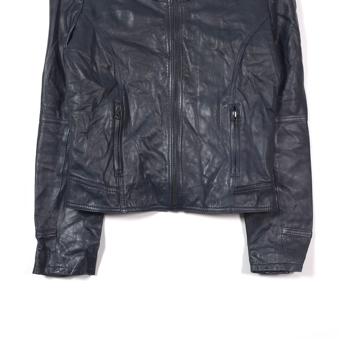 BATA 이태리 램스킨 하이넥 레더 자켓 S 상품이미지4