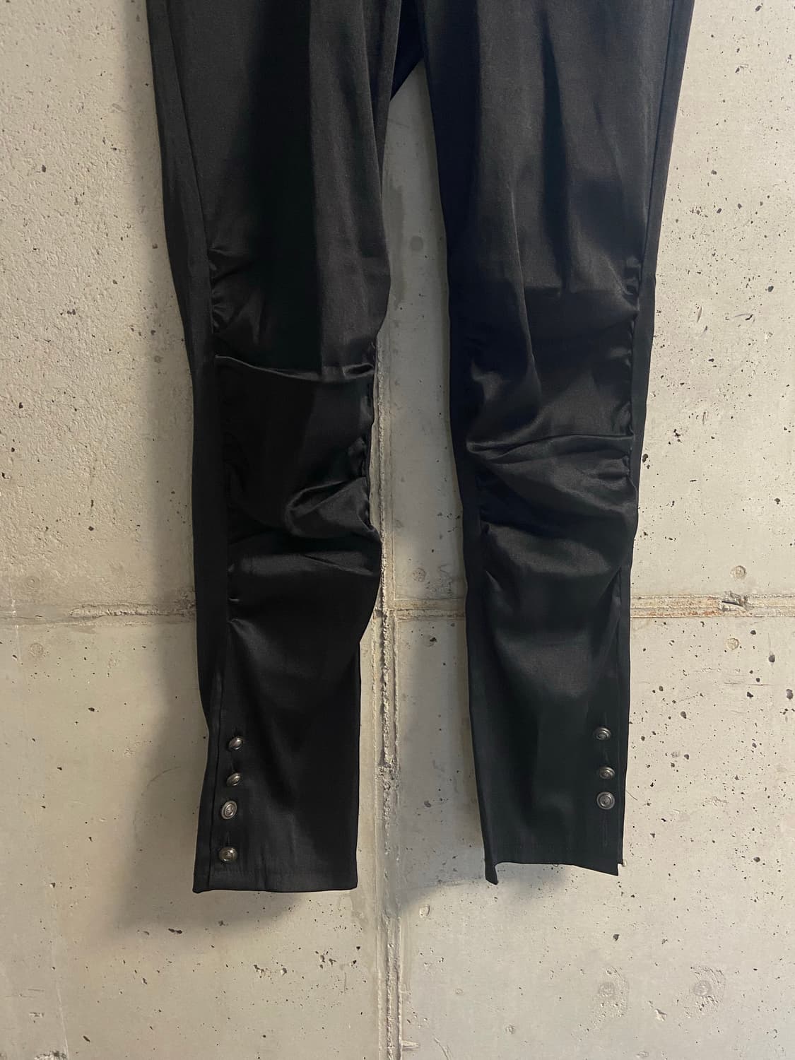 Satin black shirring pants 상품이미지3