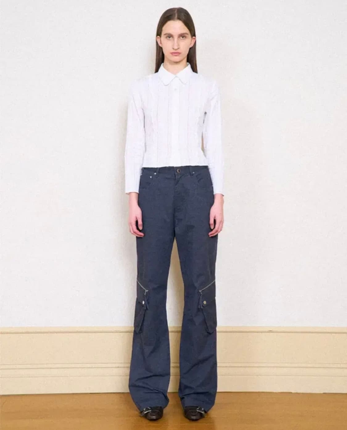 파르티멘토우먼 워시드 카고 플레어 차콜 상품이미지1