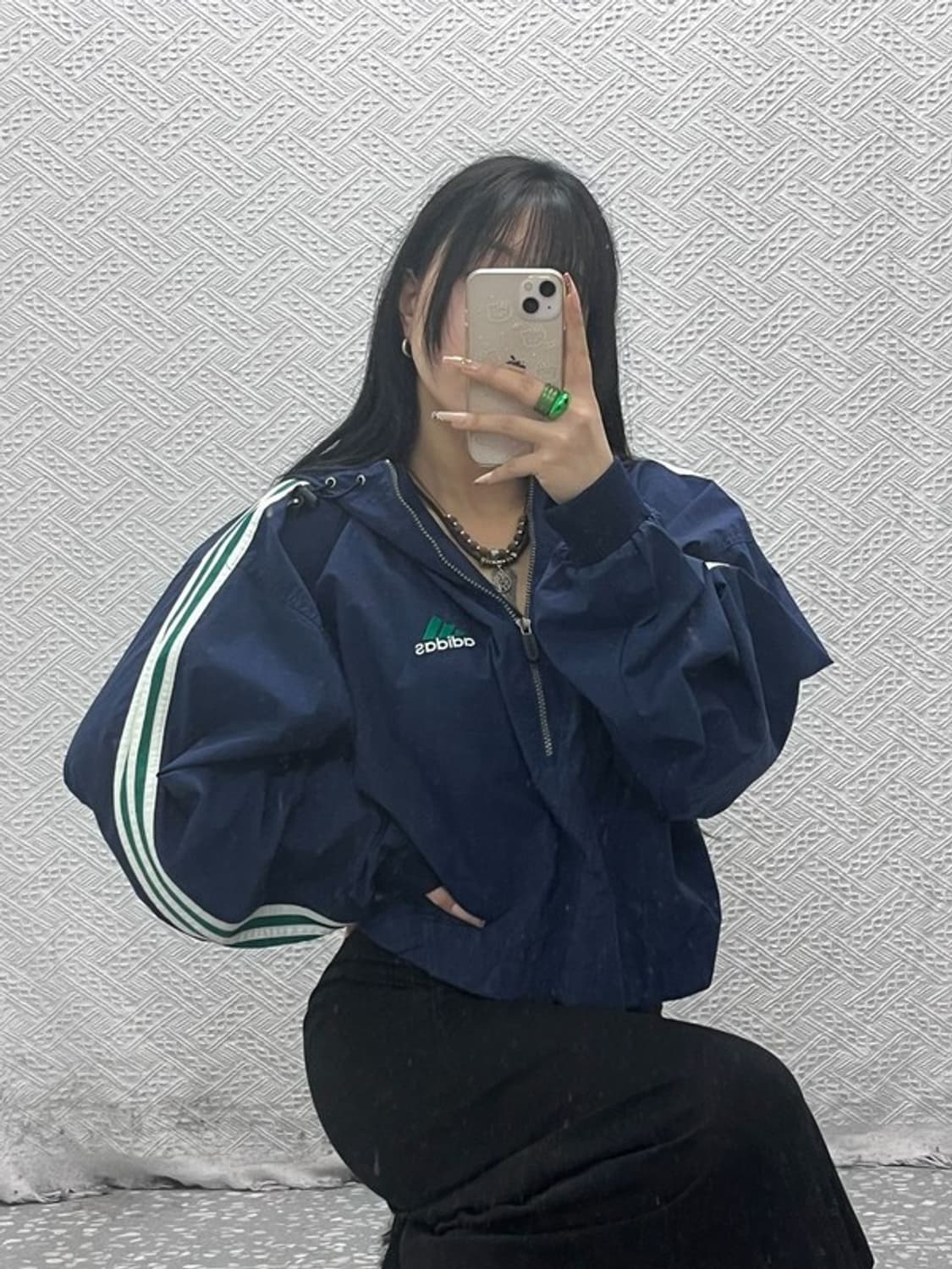 아디다스 올드스쿨 빈티지 레트로 반집업 바람막이 아노락 XL C08339 상품이미지1