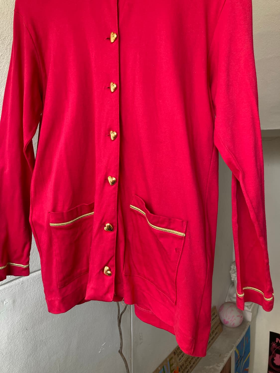 엘르 ELLE 핑크 하트버튼 가디건 상품이미지3