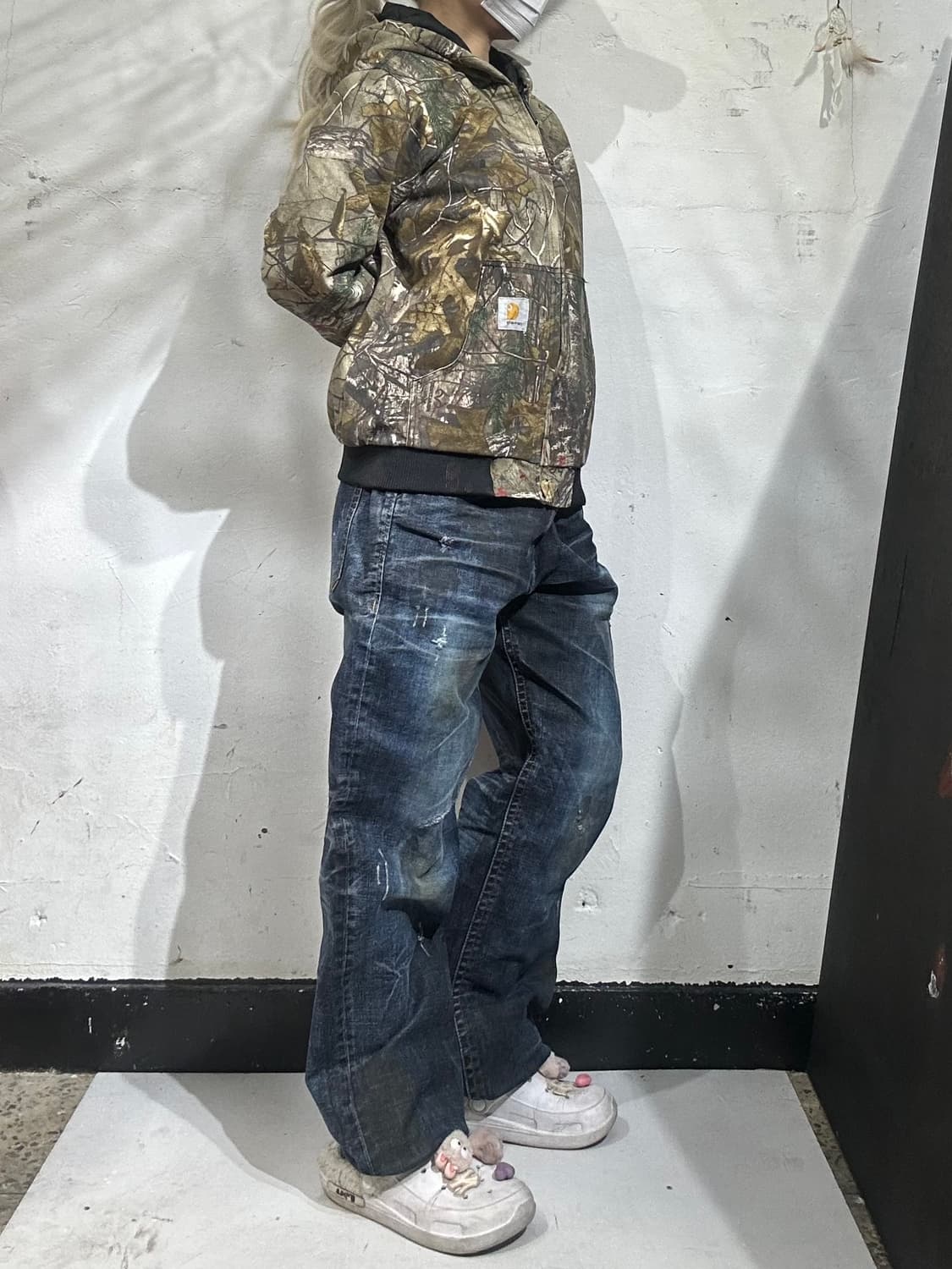 버커루 진청 힙합 워싱 올드스쿨 와이드 데님 팬츠 자수 청바지  상품이미지1