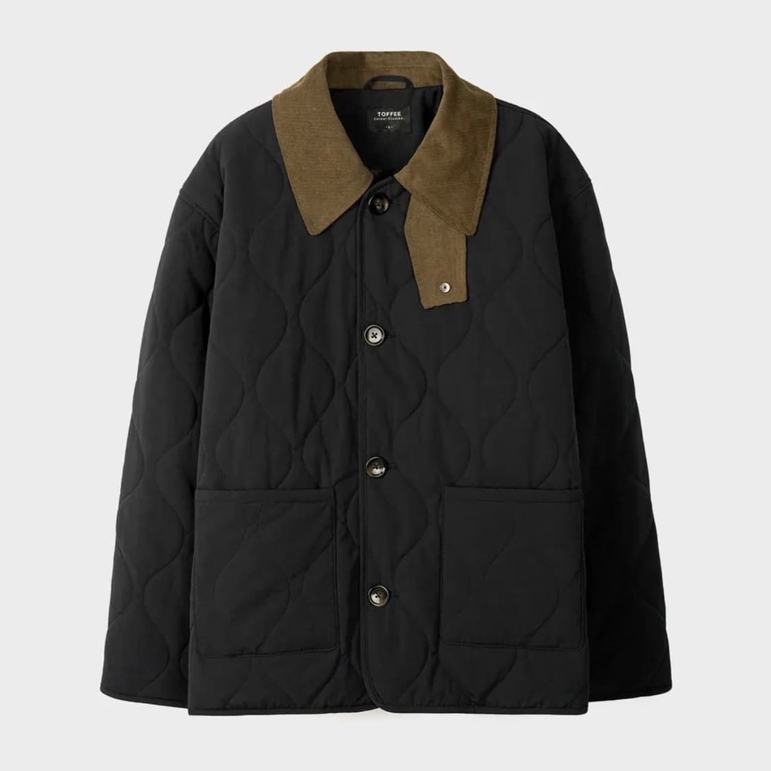 토피 코듀로이 카라 라이트 퀼팅 자켓 (BLACK) 상품이미지1