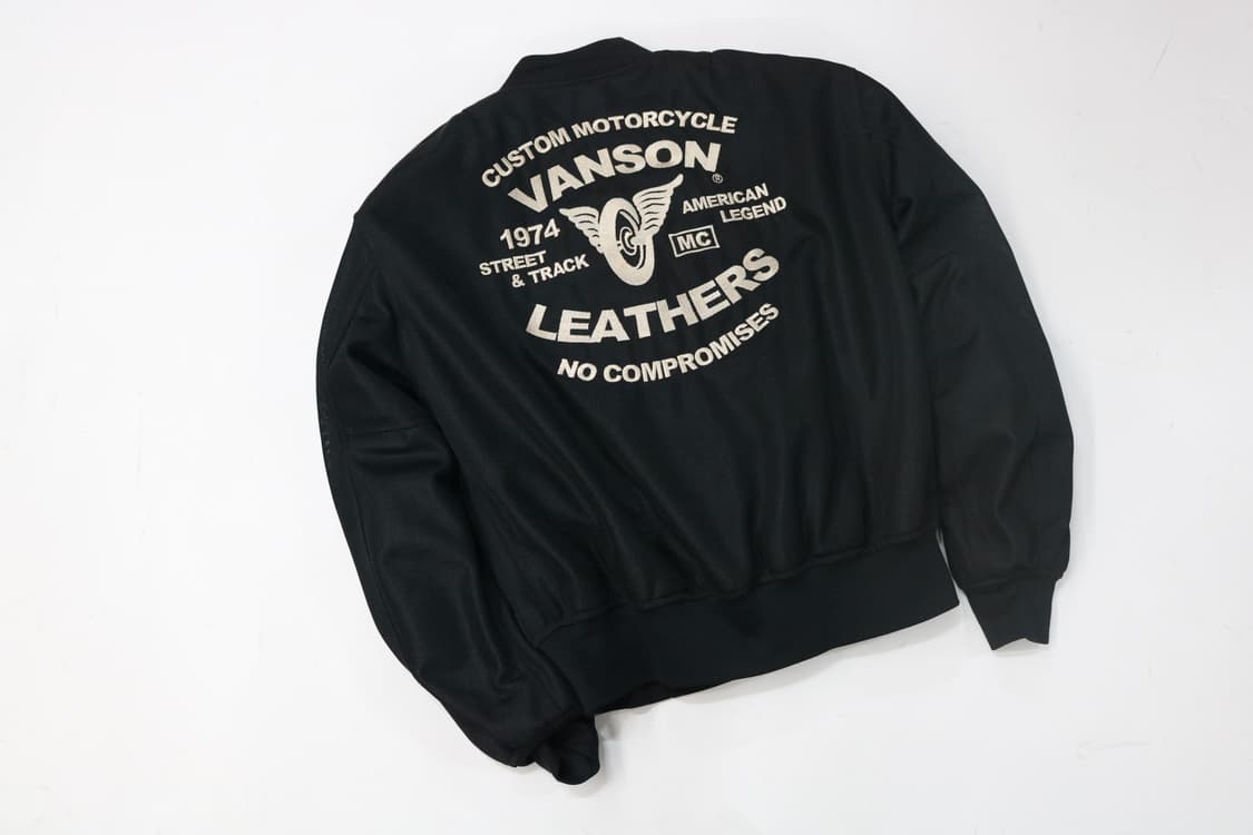 VANSON 밴슨 빈티지 올 블랙 멀티 와펜 메쉬 레이싱 자켓 (L) 상품이미지2