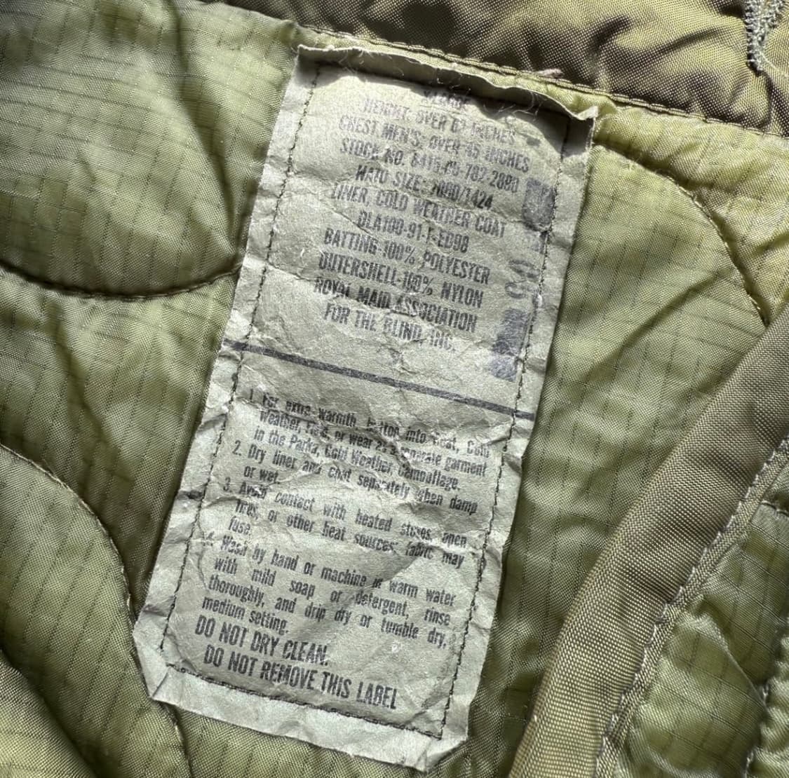 m65 필드자켓 라이너 XL(2XL) 상품이미지7