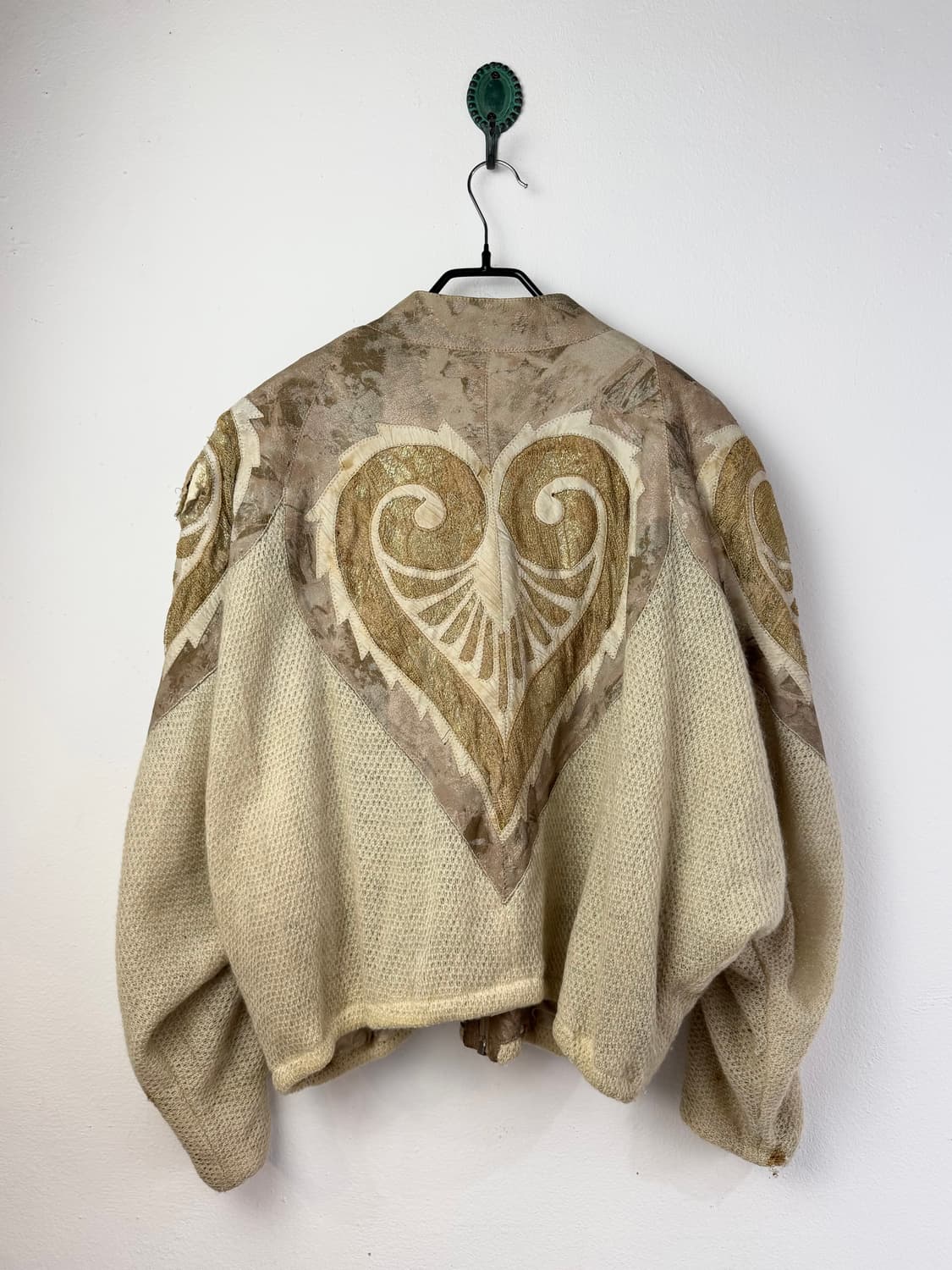 70s 로베르토 카발리 레더 믹스드 니트 블루종 상품이미지6