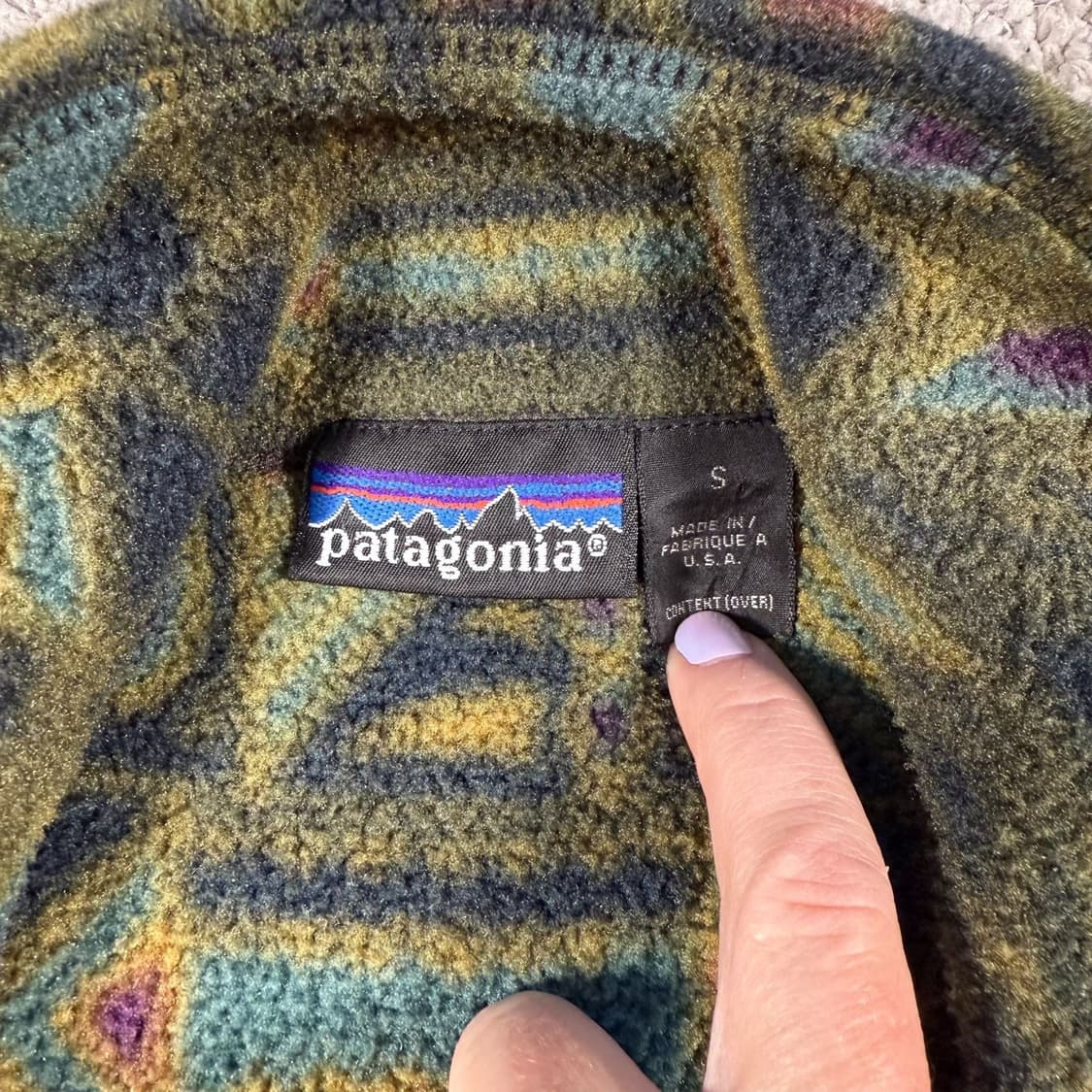90s 파타고니아 신칠라 스냅-T 하프집 패턴/멀티 USA 상품이미지4
