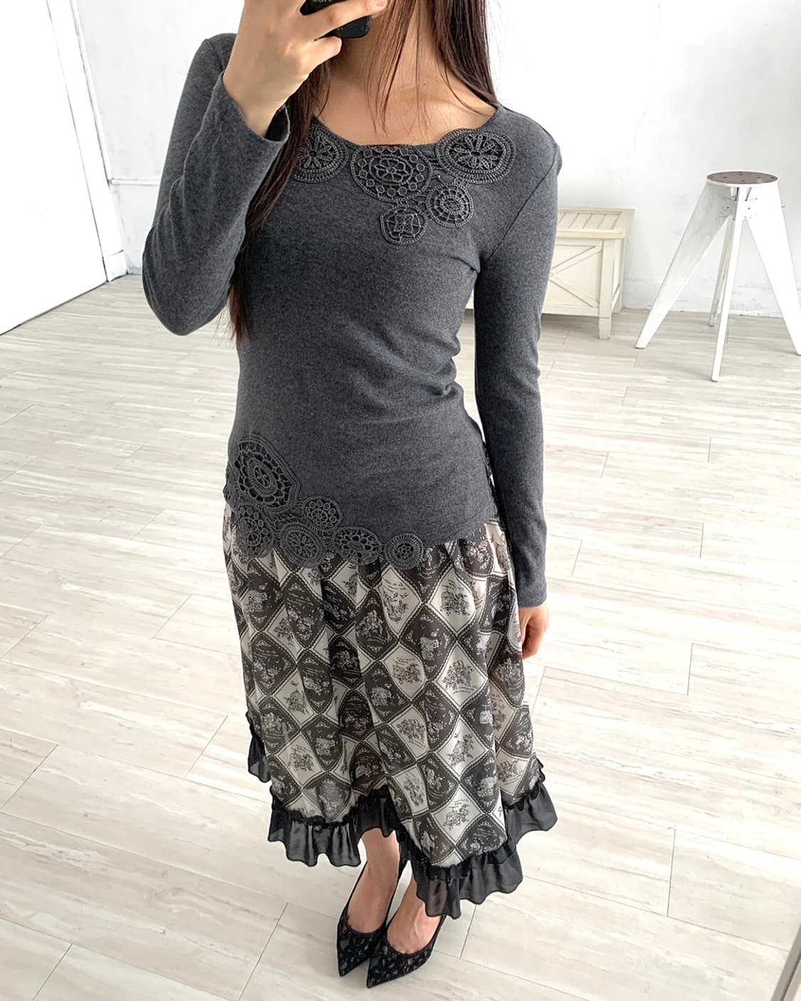 Axes Femme Antique Midi Skirt 상품이미지2