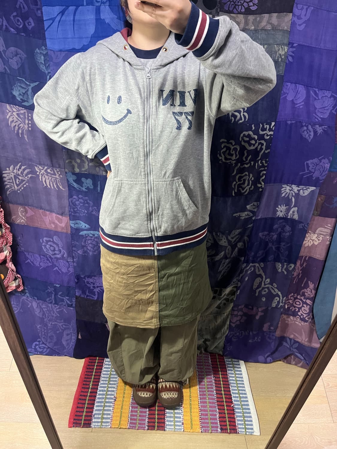 그레이 스마일 후드집업 상품이미지2