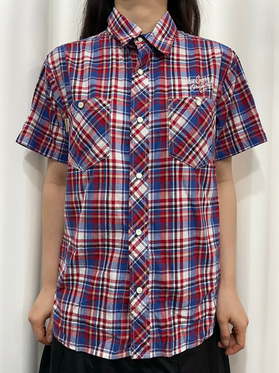 blue cross check design shirt 상품이미지1
