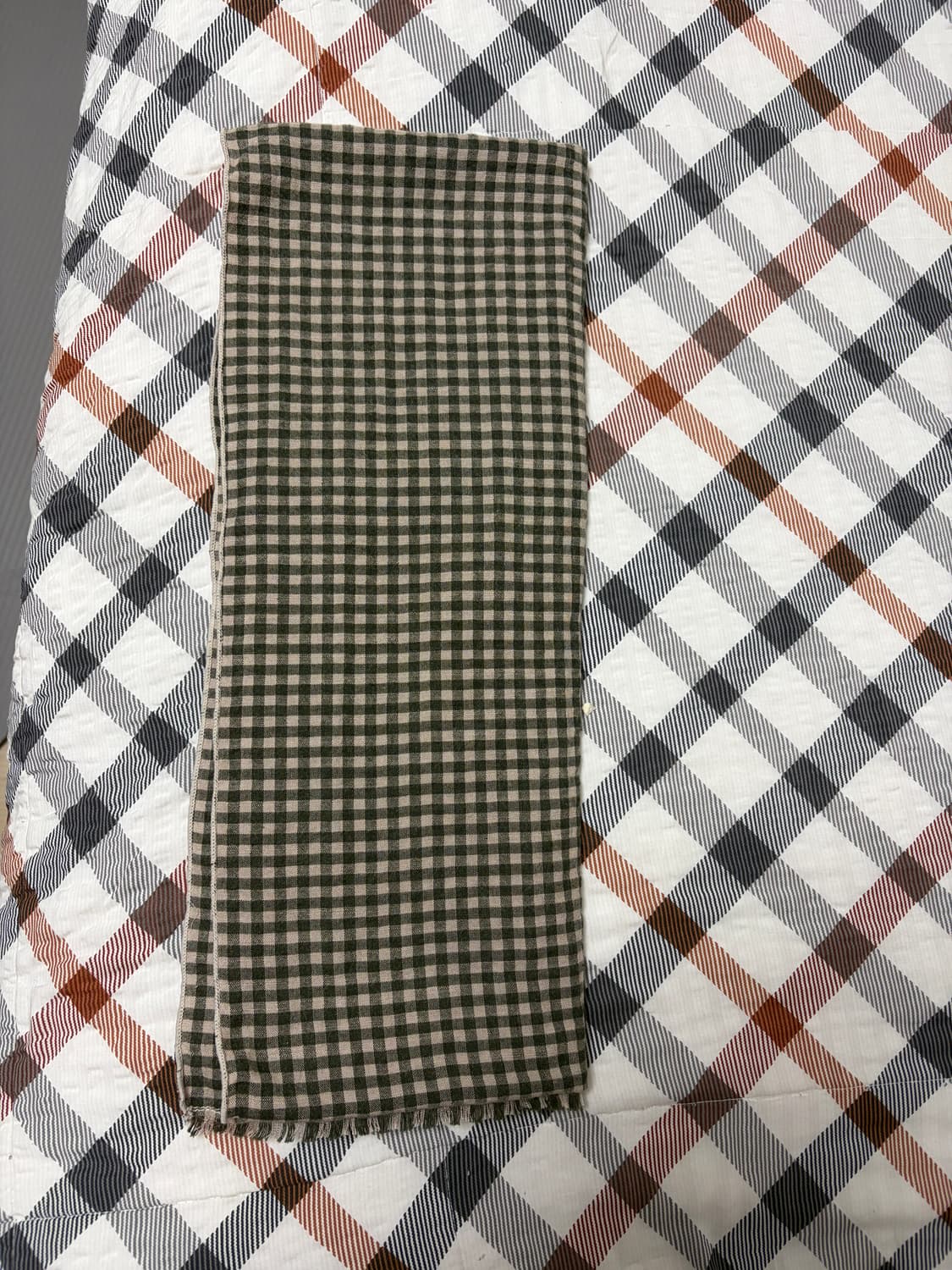 WEP 더블유이피 깅엄 스카프 올리브 상품이미지2