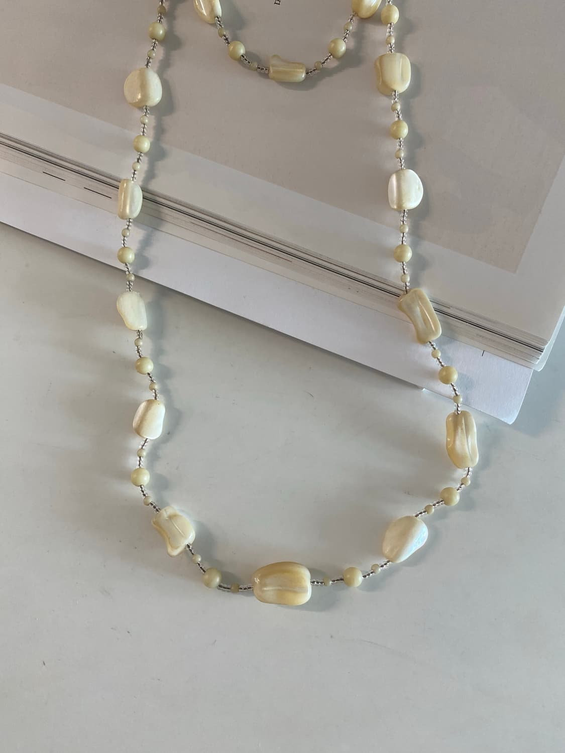 천연 자개 목걸이 비즈 빈티지 상품이미지5