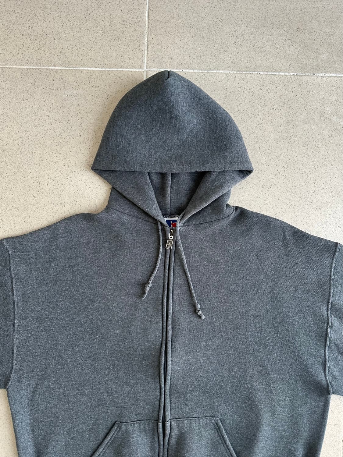 90s 빈티지 러셀 후드집업 다크그레이 L USA 상품이미지4