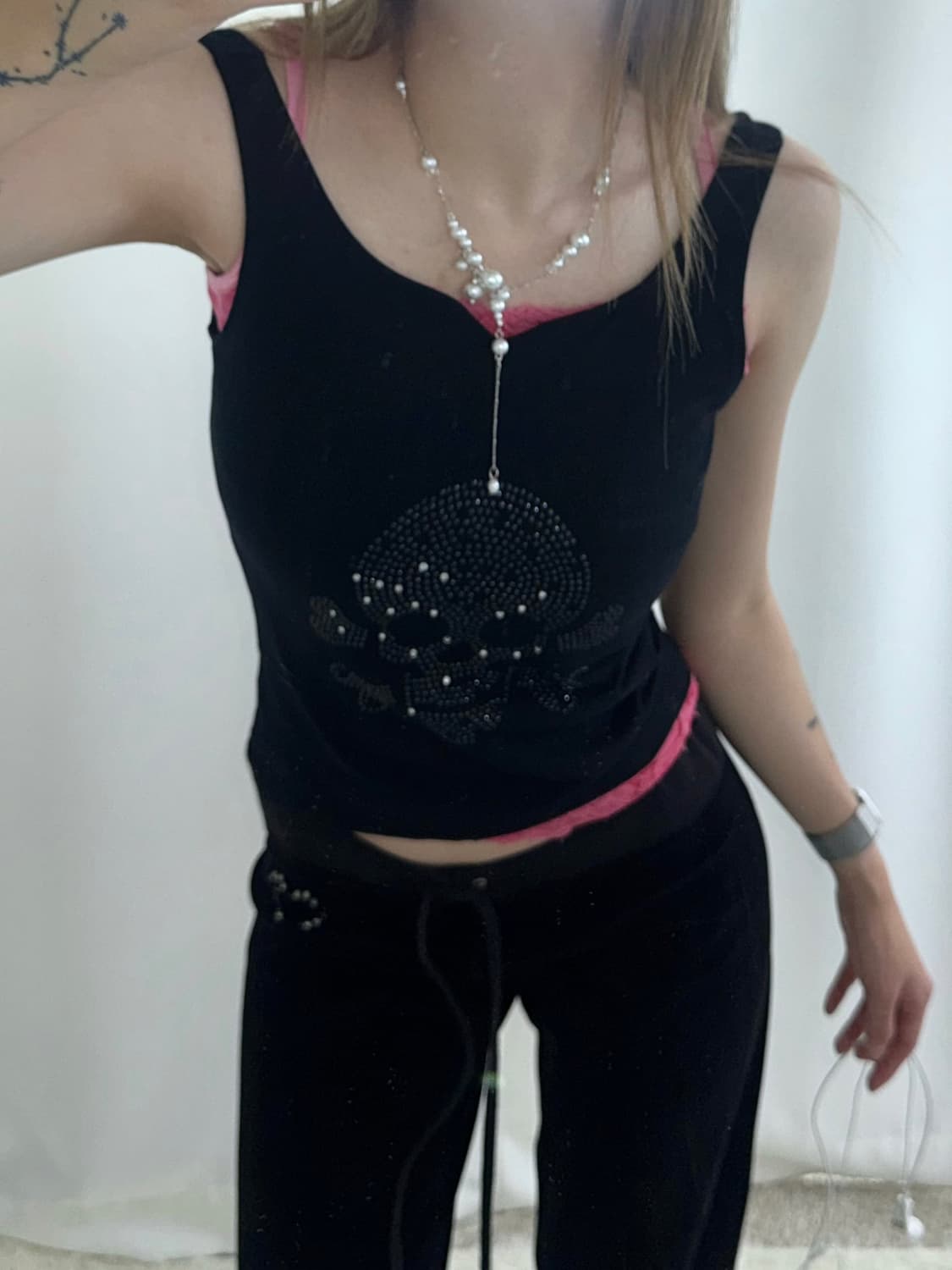 핑크 레이스 슬리브리스 상품이미지3