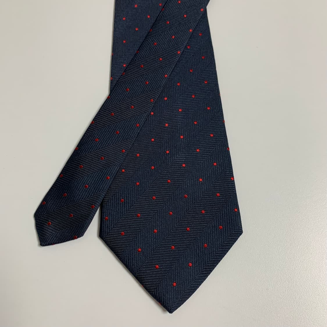 랑방(LANVIN) 네이비컬러 도트 명품넥타이 100실크 최상급 상품이미지4