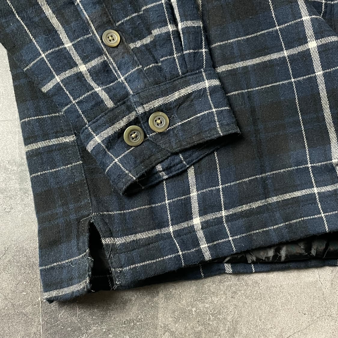 BASIC EDITIONS 빈티지 네이비 체크 퀄팅 셔츠자켓 A00452 상품이미지5