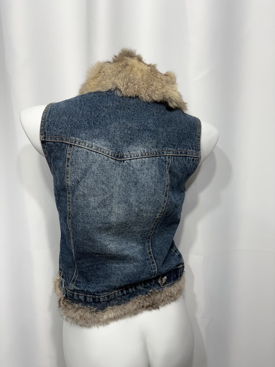 🎸미디움 블루 화이트 퍼 베스트🎸 상품이미지6