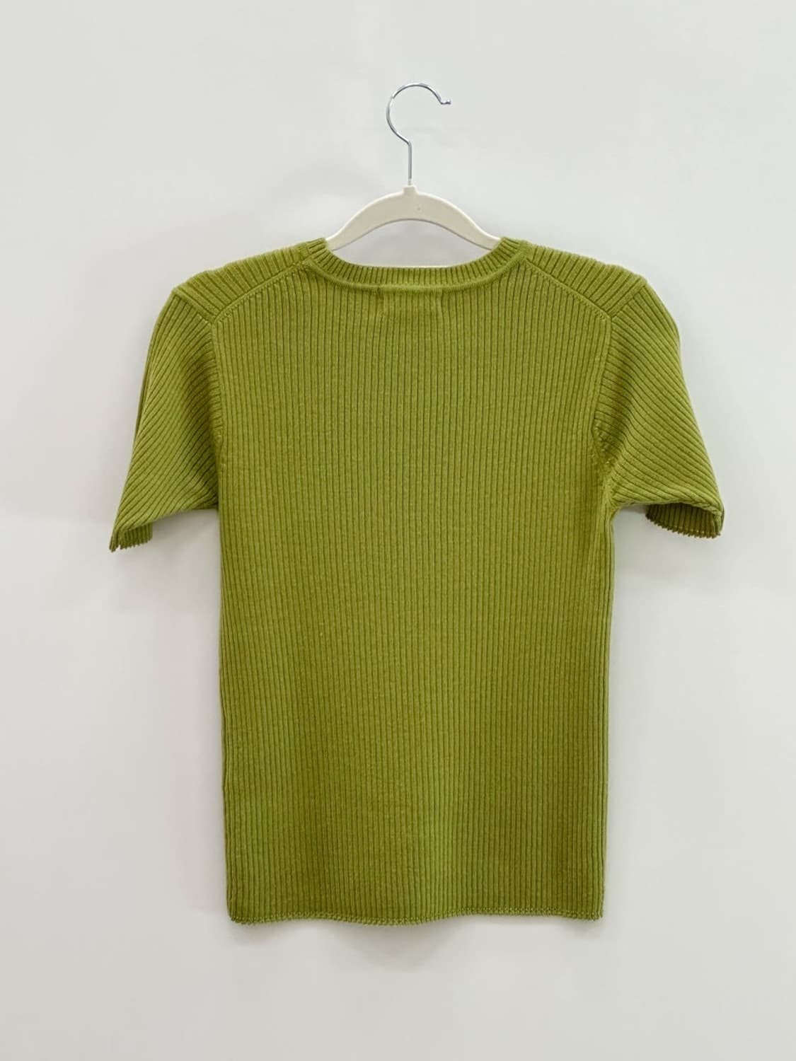 courreges / 꾸레쥬 올리브그린 골지 울 반팔 니트  상품이미지5