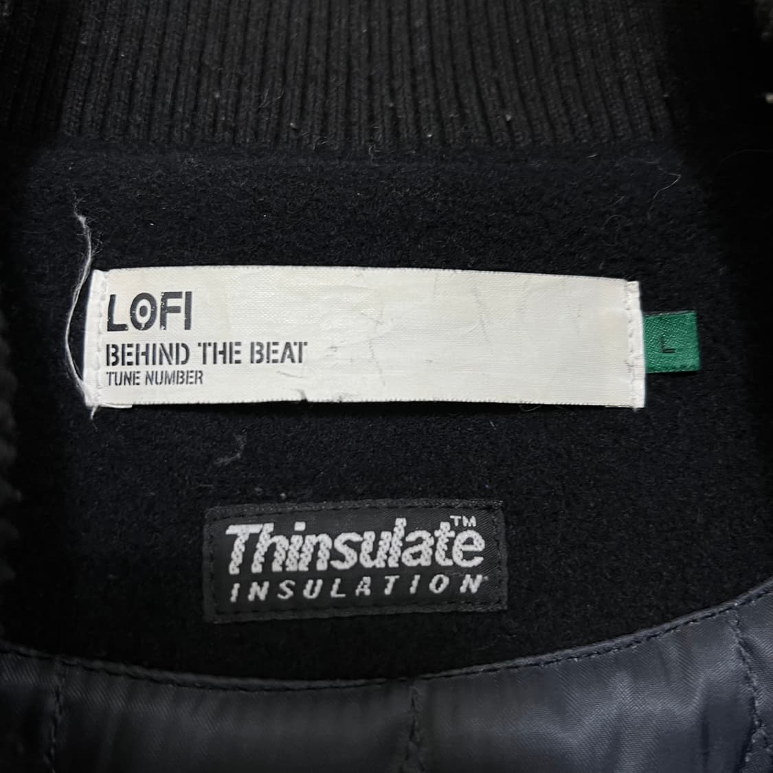 로파이 씬슐레이트 레더슬리브 울 양가죽 스타디움 자켓 [블랙] L/100 상품이미지4