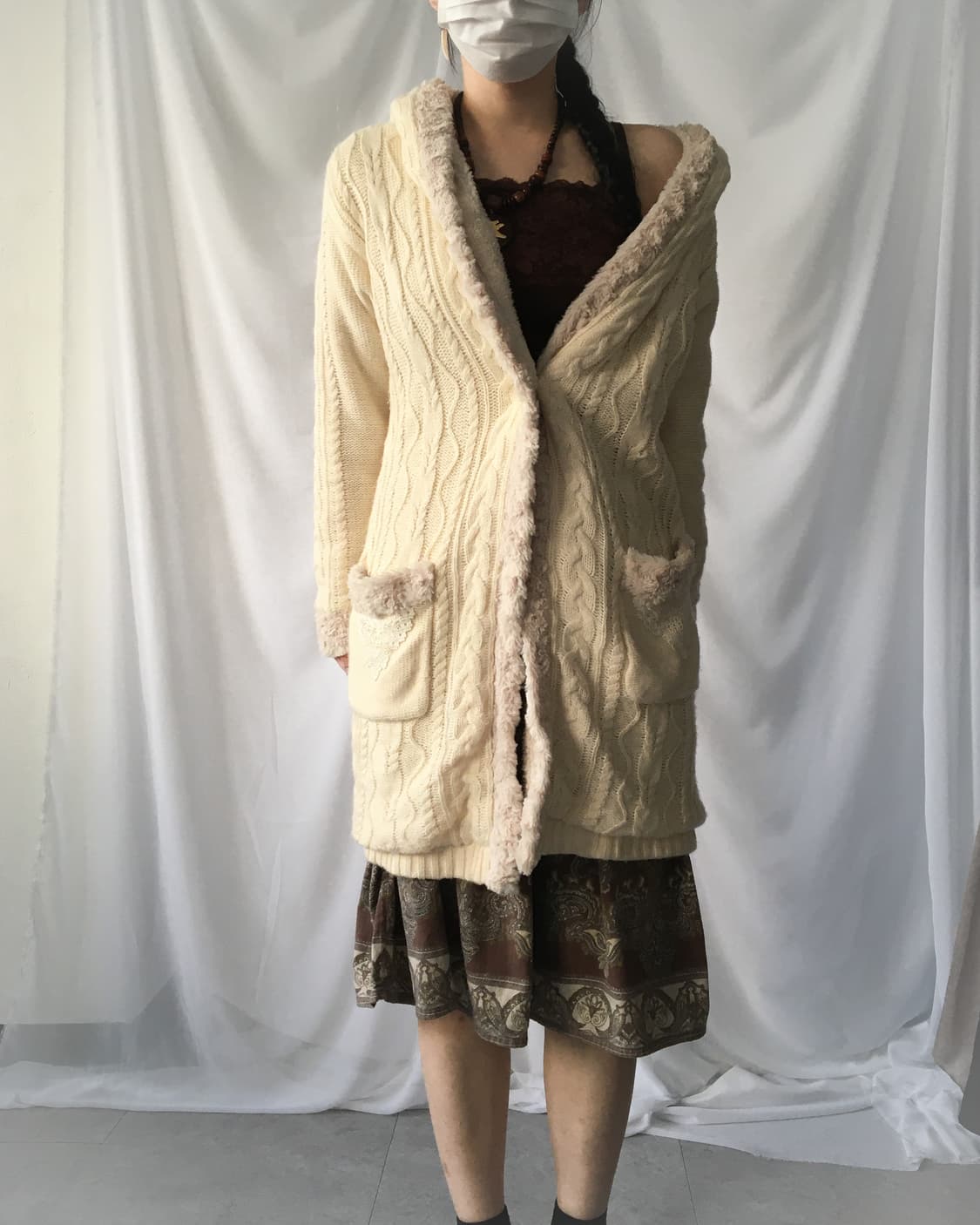 Axes femme fake fur trimming cable patte 상품이미지10