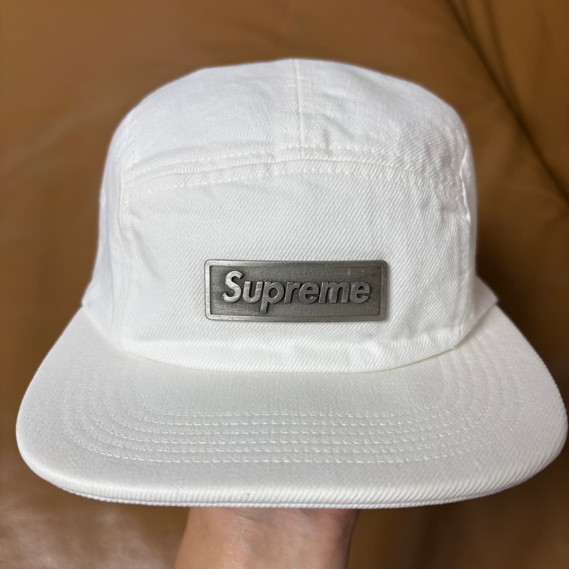 Supreme 슈프림 메탈 로고 데님 화이트 캠프캡 모자 상품이미지8
