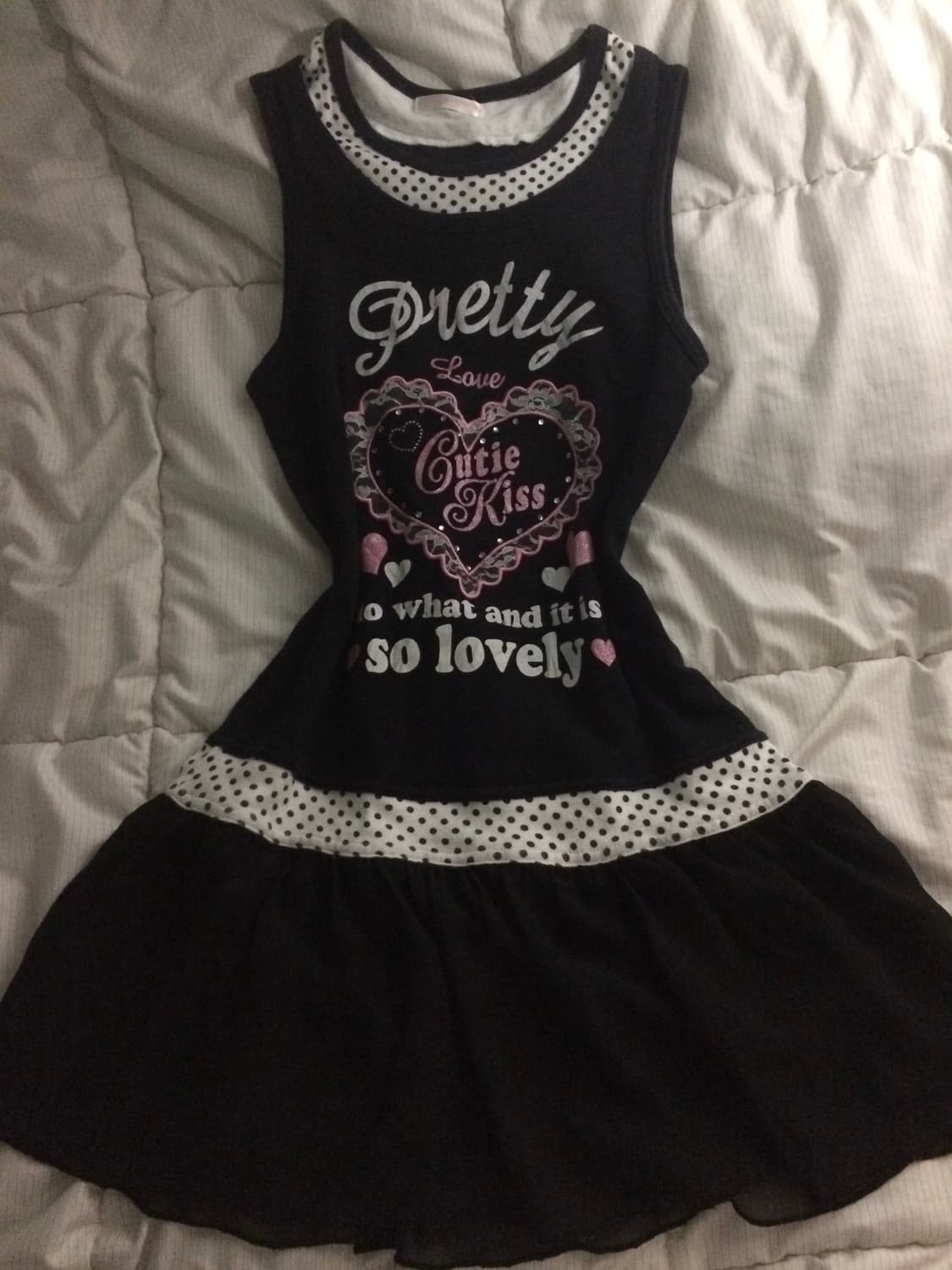 빈티지 헤이세이 로걀 도트 레이어드 원피스 상품이미지1