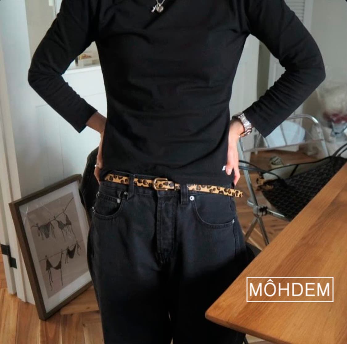[Unisex] 느좋 레오파드 호피 송치털 가죽벨트 상품이미지2