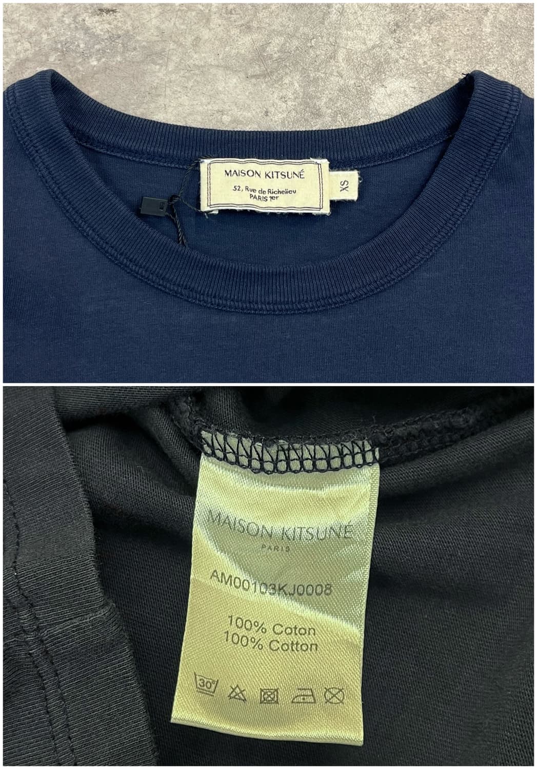 메종키츠네 폭스 헤드 패치 반팔티 네이비 XS #csz3326 상품이미지3