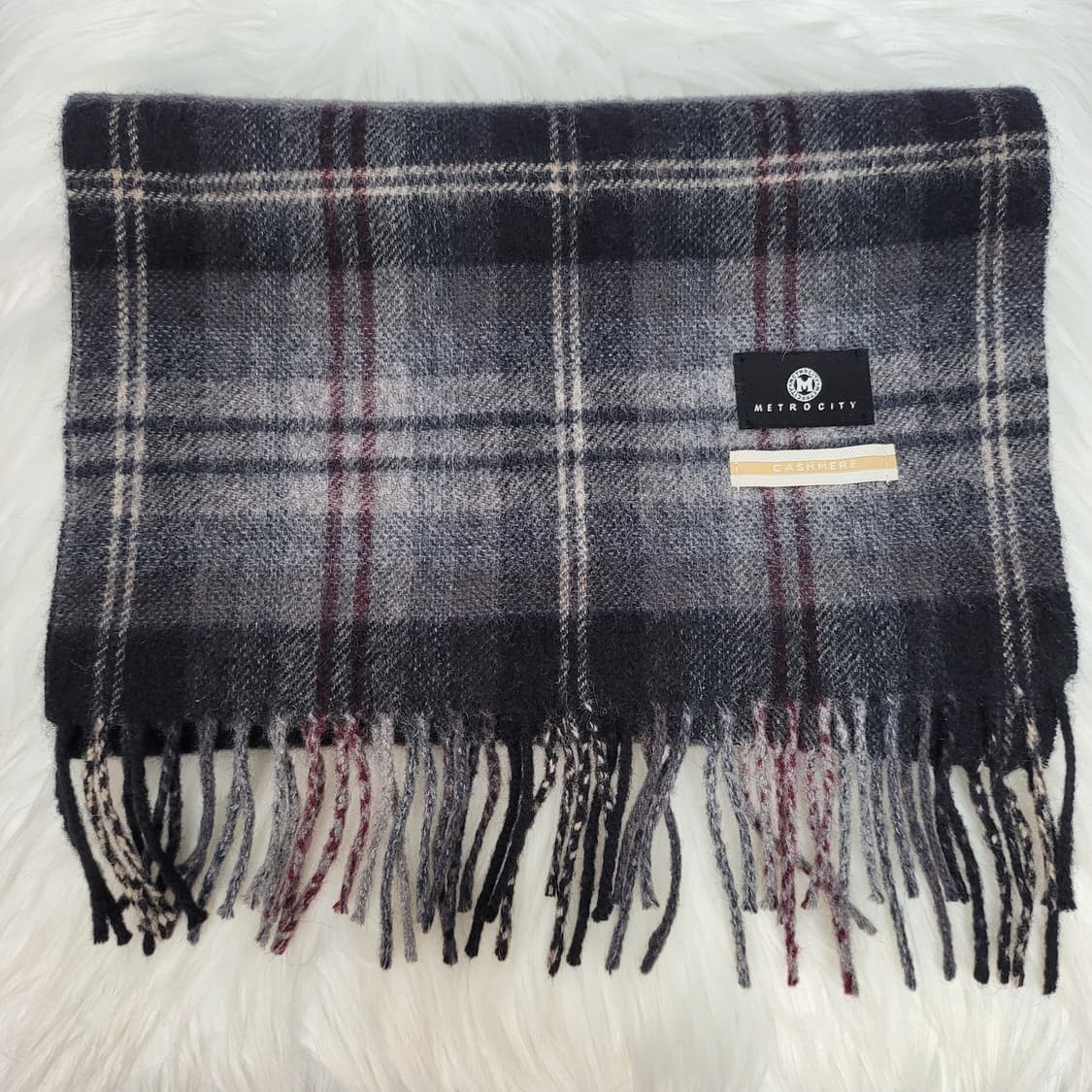 메트로시티 울 캐시미어 체크 머플러 목도리 남여공용 새상품급 상품이미지1
